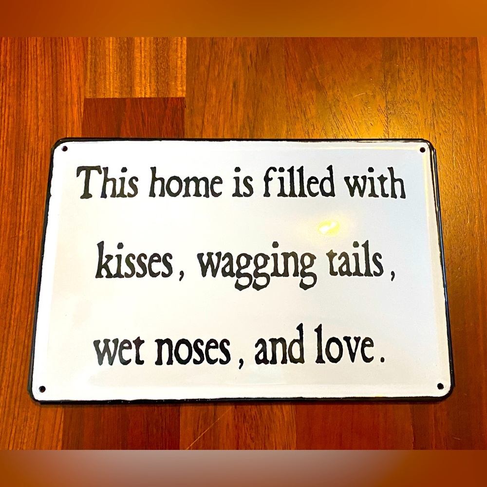 Metal enamel farmhouse dog sign